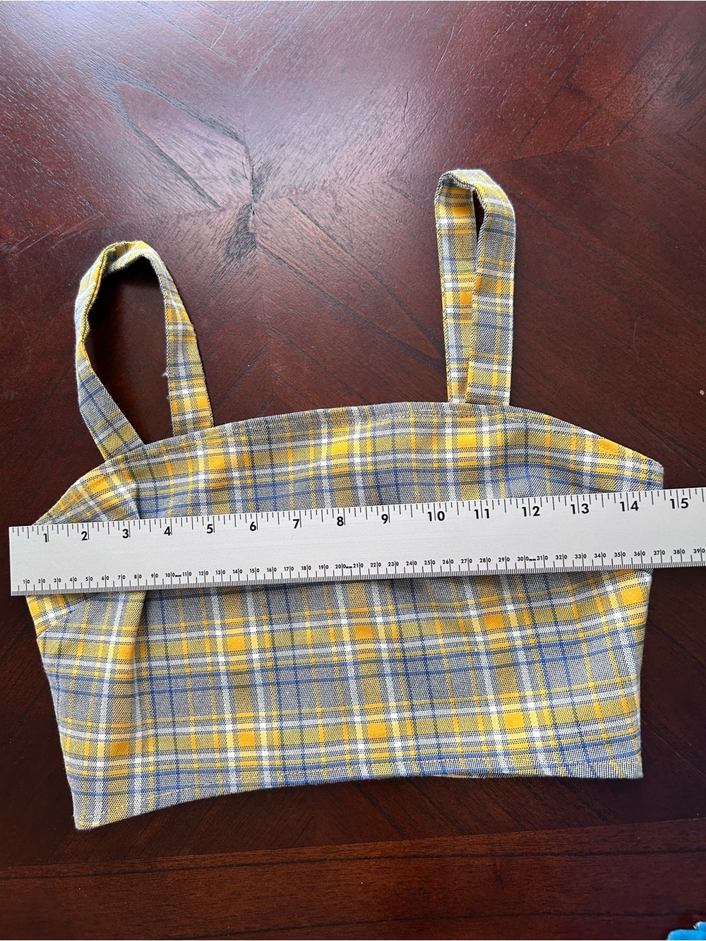 Better Be Yellow and Blue Plaid Crop Top size S - Picture 3 of 5